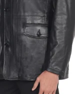 کاپشن چرم کلاسیک کمرکشدار مشکی NL15 - Image 4