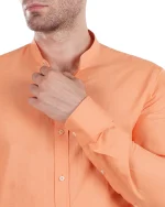 پیراهن P102 یقه دیپلمات لینن نارنجی - Image 4