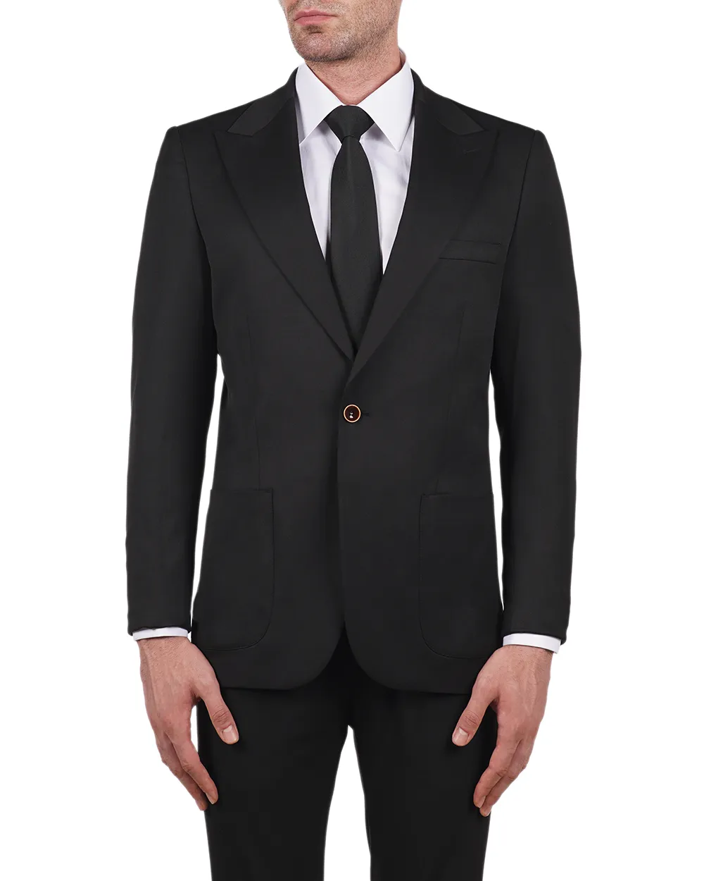 DSC02664.webp کت تک B41 یقه پیک ساده مشکی - Image 1