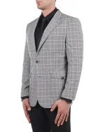 کت تک B93 یقه ناچ نقابدار چهارخانه طوسی - Image 3