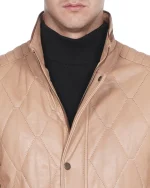 کاپشن چرم لوزی درشت کرم NL6 - Image 5