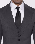 کت و شلوار و ژیله SW75 یقه پیک BAZZELLI STYLE طوسی تیره - Image 2