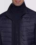 کاپشن N37 یقه ایستاده کمر کشبافت سورمه ای - Image 4