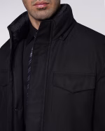 کاپشن N39 کلاهدار چهار جیب مشکی - Image 4