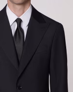 کت و شلوار و ژیله SW88 یقه پیک BAZZELLI STYLE مشکی شلوار پلیسه پاکتی - Image 2